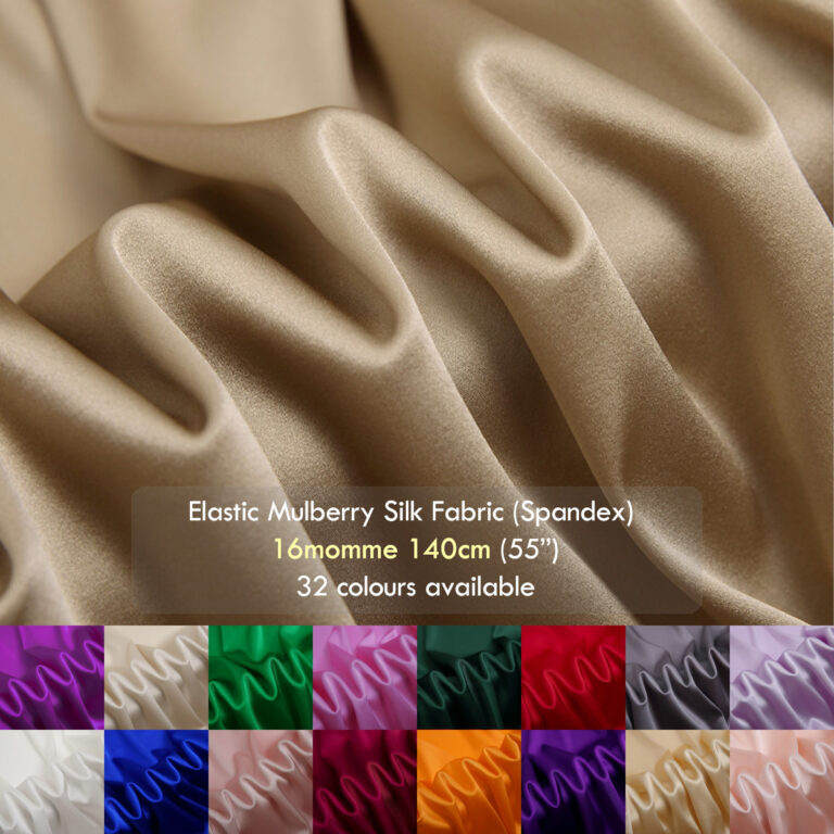 16 momme Elastic Silk satin fabrics, 140cm elegant natural Mulberry silk charmeuse for dressmaking