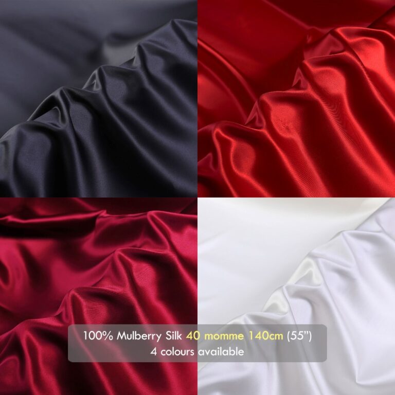40 momme Heavyweight silk satin fabrics, 55″(140cm) 100% Mulberry Silk