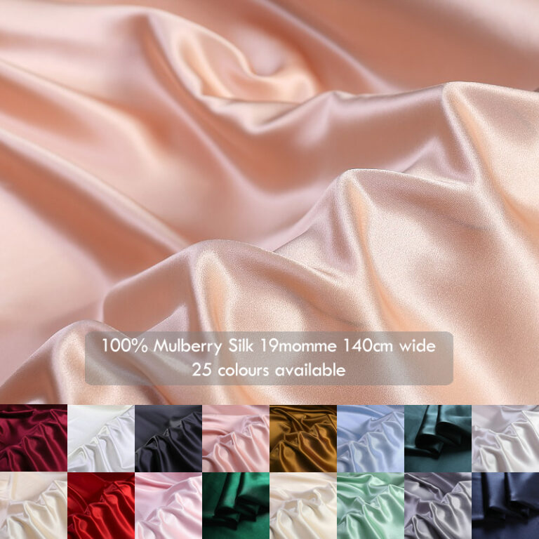 19 momme silk satin fabrics, 55″(140cm) 100% Mulberry Silk charmeuse for slip Dress