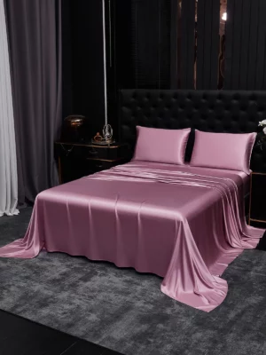 19Momme 4Pcs pure mulberry Silk bedding Set Fitted&Flat Sheets+2x Pillowcases