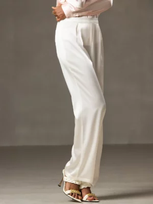 19Momme Women's mulberry Silk High Waist Wide Leg Pants