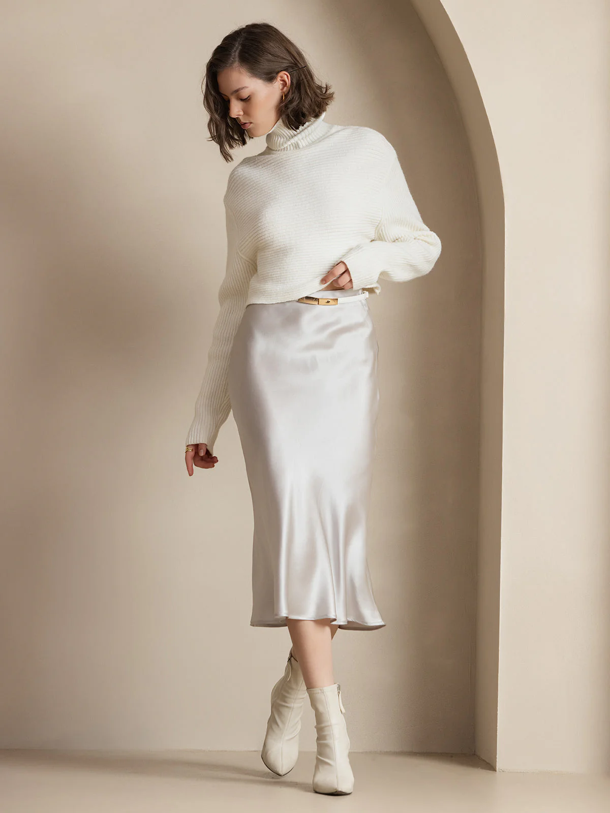 19Momme 100% Mulberry Silk charmeuse Stretch Long Straight Skirt 9 19Momme 100% Mulberry Silk charmeuse Stretch Long Straight Skirt - Image 9