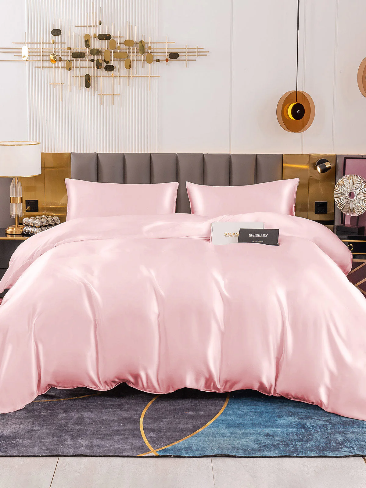 22Momme 4Pcs 100% mulberry Silk bedding Set Duvet Cover+Flat Sheet+2x Pillowcases 8 22Momme 4Pcs 100% mulberry Silk bedding Set Duvet Cover+Flat Sheet+2x Pillowcases - Image 8