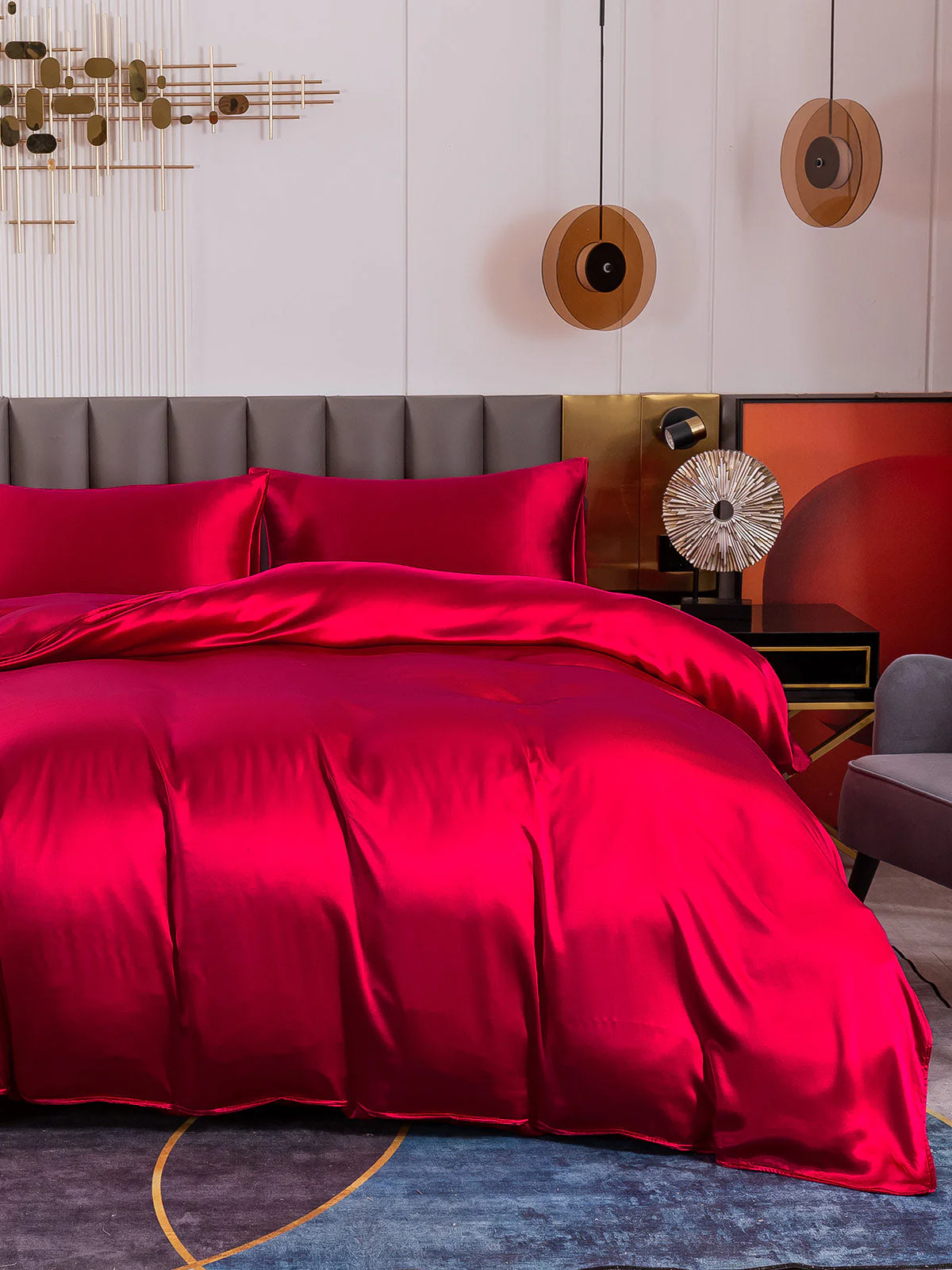 22Momme 4Pcs 100% mulberry Silk bedding Set Duvet Cover+Flat Sheet+2x Pillowcases 3 22Momme 4Pcs 100% mulberry Silk bedding Set Duvet Cover+Flat Sheet+2x Pillowcases - Image 3